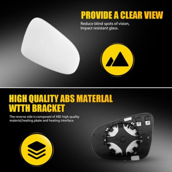 Heated Mirror Glass Clear Fits Volkswagen Golf 2010 2011-13 2014 Front Right EV