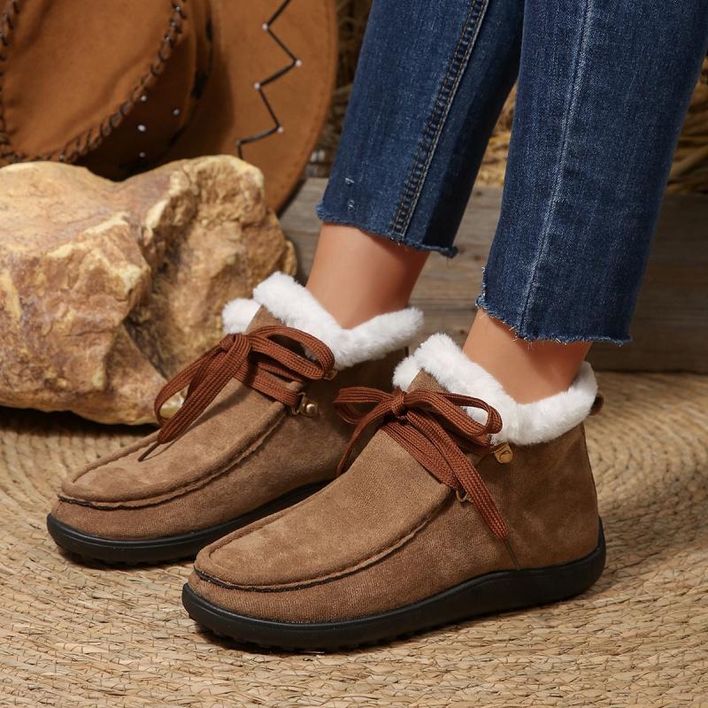 Fashionable and Comfortable Casual Short Boots Winter New Round-headed Lined Warm Anti-slip Casual Snow Boots Suitable for Women