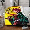 1pc Demon Slayer Flannel Throw Blanket HD Printed Lightweight Soft Warm All Season Blanket for Sofa, Bed, Travel, Camping Machine Washable