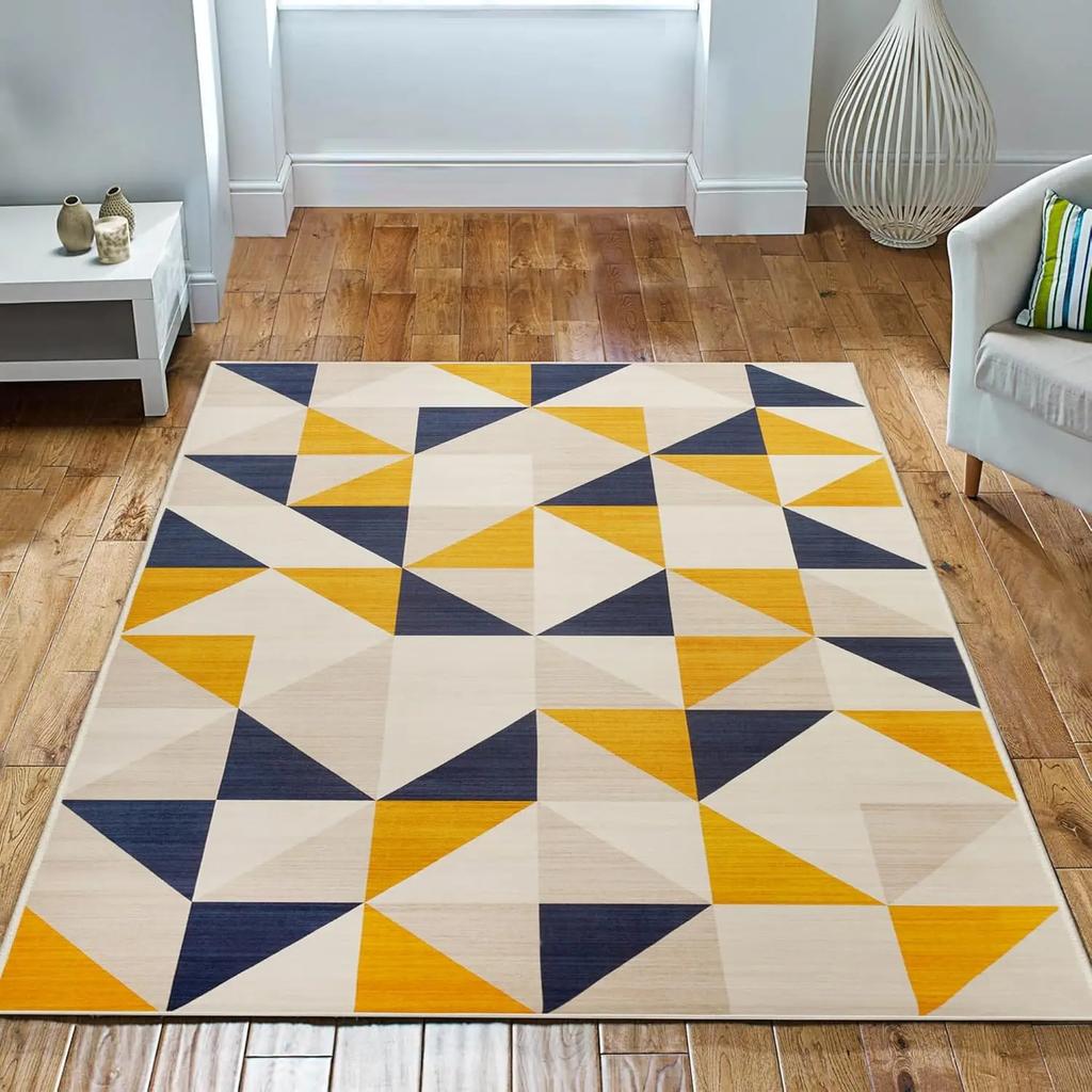 Geometric Style Living Room Carpet, Durable And Slip-Resistant Sofa, Coffee Table Rug, Bedroom Floor Mat, Home Decoration