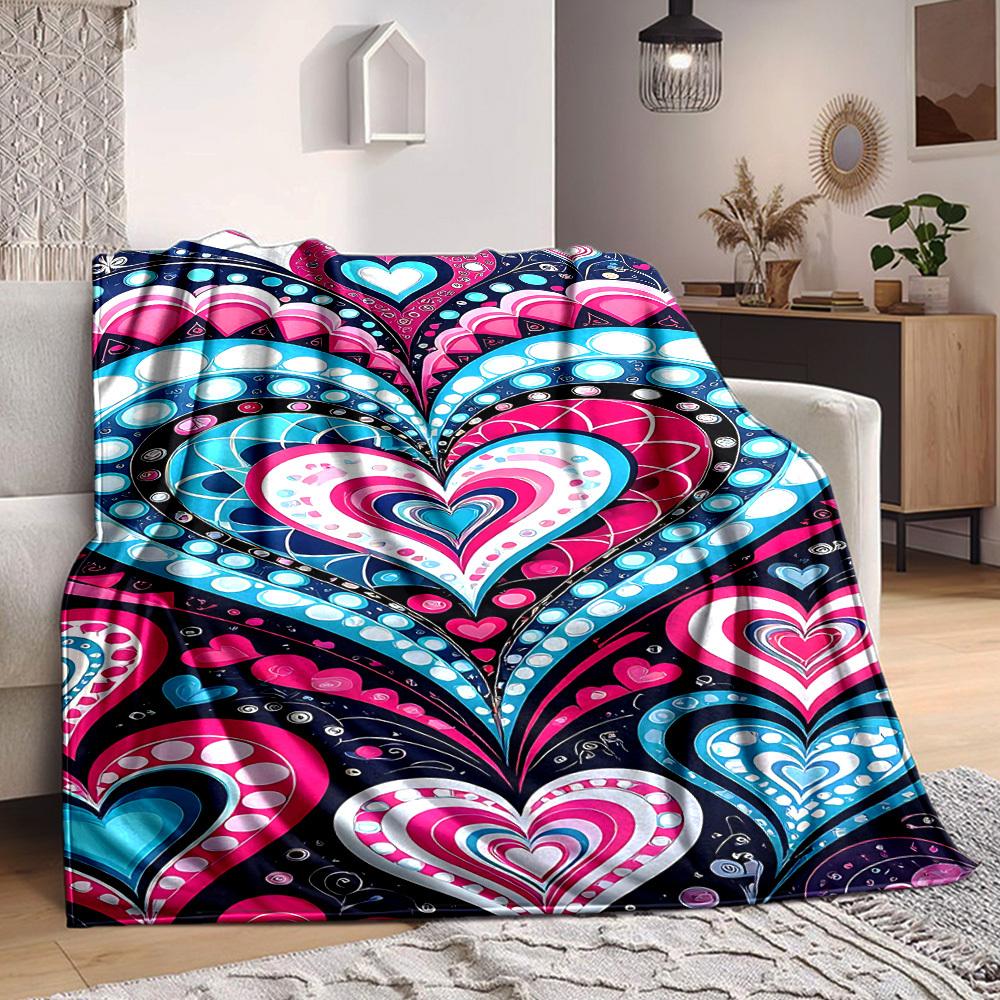 

1pc Heart-patterned Blanket Warm, Cozy, And Soft, Suitable for Sofas, Beds, Cars, And Office Use.Perfect for Camping And Travel, Making It a Great Gif 100x150cm