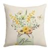 New Summer Throw Pillow Cover with Floral Letter Print Linen Throw Pillow Decoration Sofa Back Throw Pillow Cover