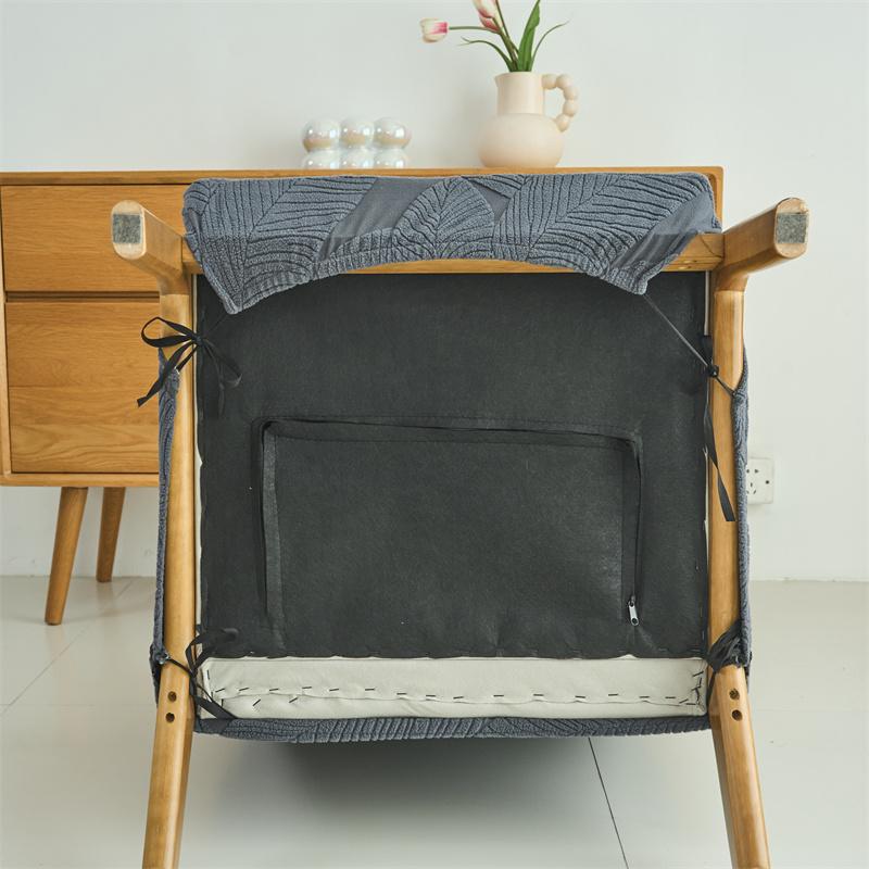 Leaf Jacquard Armchair Cover Elastic Zipper Chair Protective Case Nordic Style Chair Furniture Protector Decor for Living Room
