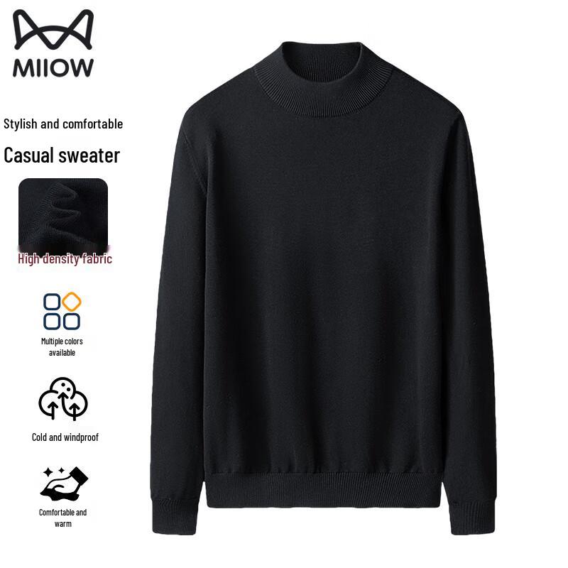 MIIOW Men's Semi-High Collar Knit Sweater