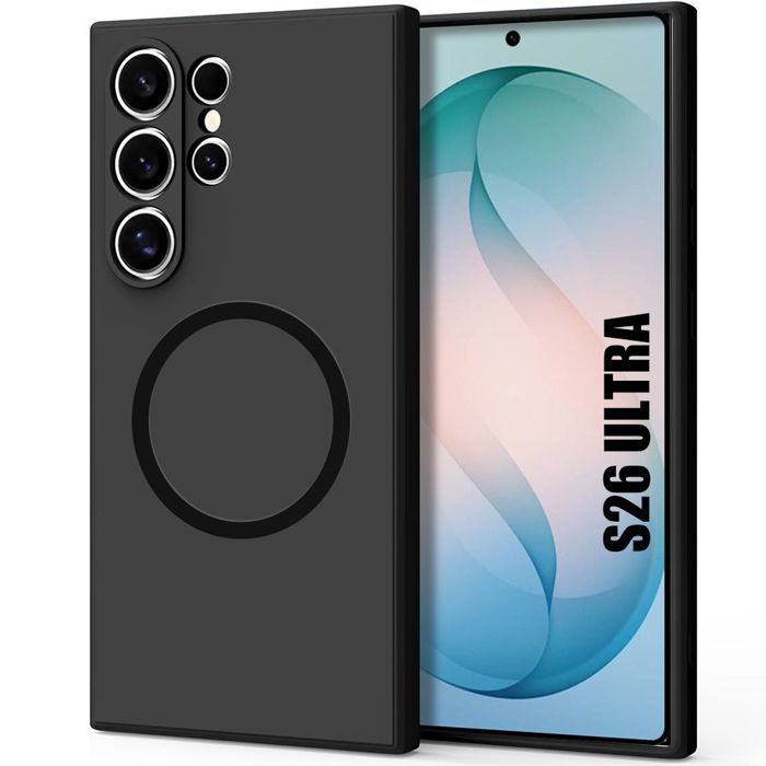 Coque pour Samsung Galaxy S26 Ultra, Protection Antichoc Anti-Rayures avec Anneau Magnétique Noir