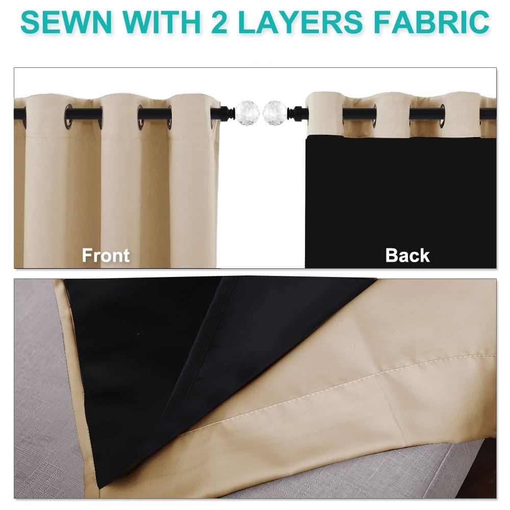 Curtains Living Room Bedroom Black Durable Layer Foam Insulated Sun Blocking Thick Window Treatment Light Made Of Polyester Decor