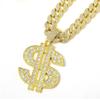 American Hip Hop Diamond Dollar Pendant with Cuban Chain