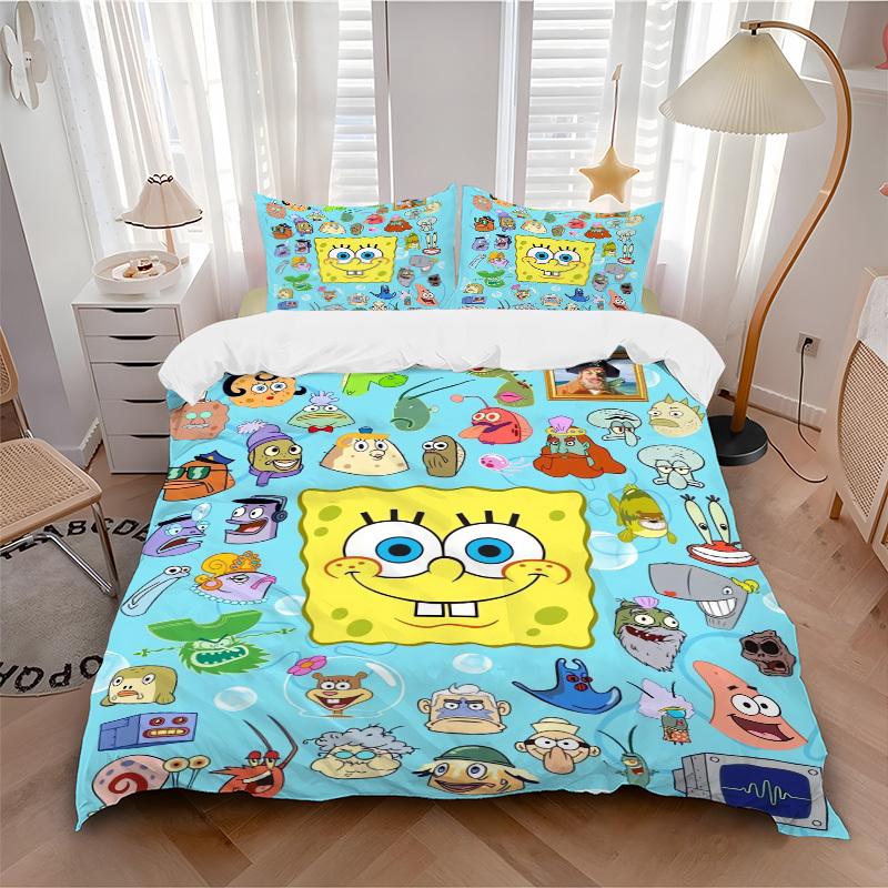 

SpongeBob SquarePants Characters Bedding Set 3 Piece Comforter Cover Gift for Bedroom,Includes No InsertB102 200x200cm