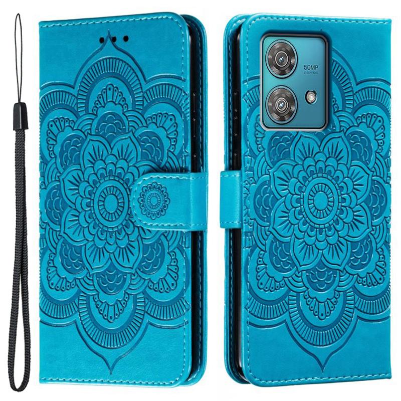 For Motorola Edge 40 Neo 5G Case PU Leather Mandala Imprinted Design Wallet Phone Cover