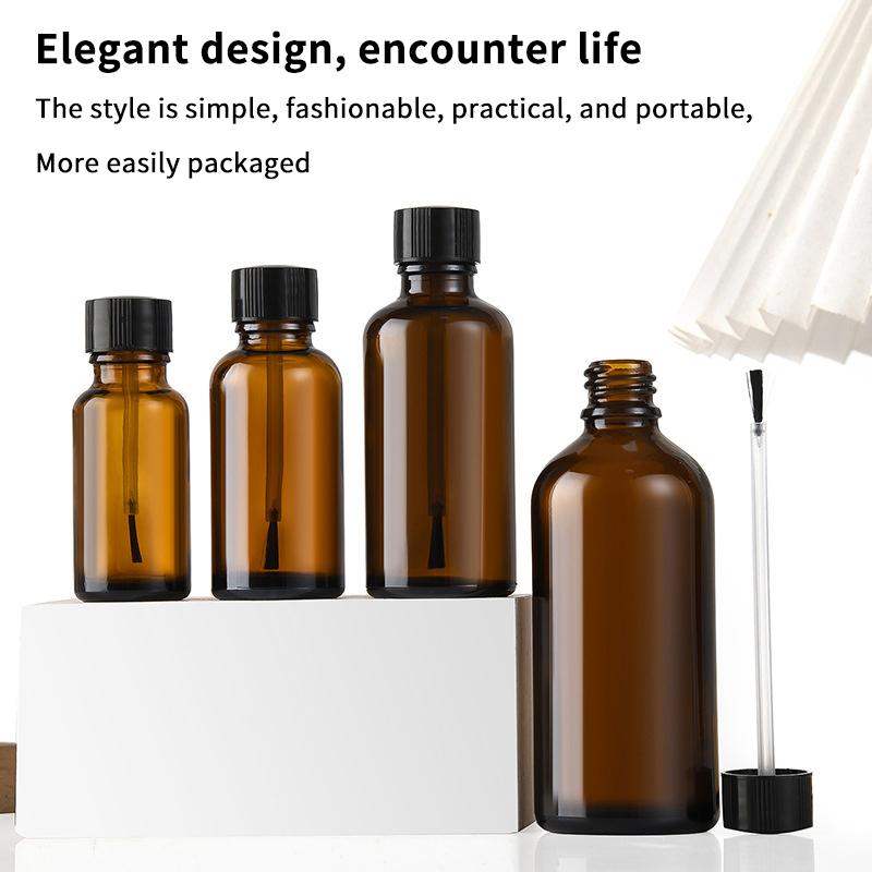 Transparent Glass Nail Polish Bottles Empty Refillable with Brush for Essential Oils and Home ManicureHot Sale