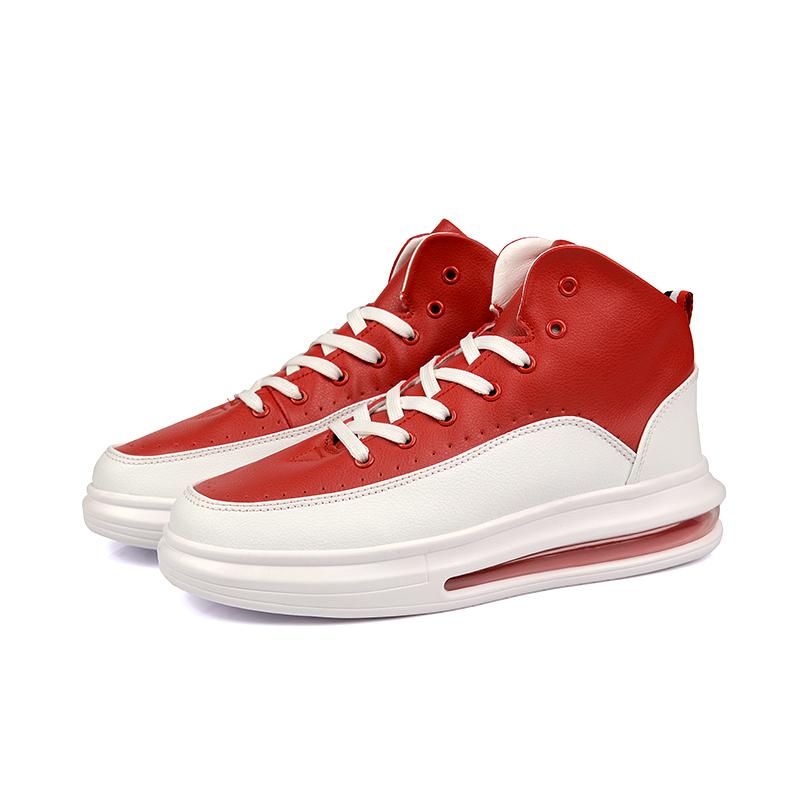 Fashion Luxury Men's Red High Top Sneakers Leather Casual Sneakers Men Flat Designer Shoes Breathable Hip Hop Sport Shoes Man