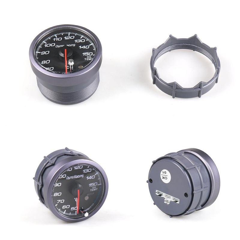 Dynoracing 60MM Black Face Oil Temp Gauge 50-150C White/Amber Light Peak Function Oil Temperature Gauge Car Meter with Sensor
