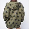 Y2k Oblečení Vintage Hvězda Oversized Mikina Bunda Harajuku Goth Dlouhý Rukáv Dámská Mikina 2000s Hip Hop Mikina na zip s kapucí Top