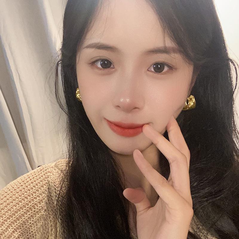 Vintage High-End Hollow Metal Heavy Industry Winding C-Ring Earrings Hipster Niche Earrings Women