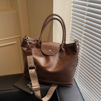 Retro Commuter Handbag, New Messenger Bag, Loose Tote Bag, Soft Leather Texture Women's Shoulder Bag.