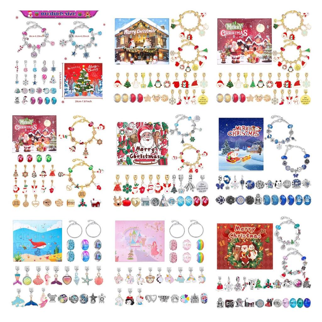 Advent Christmas Calendar Bracelets For Girls 24 Days Xmas Countdown Jewelry