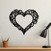 Elegant Black 2D Iron Heart Wall Art with Swirl Design Romantic Home Decor Gift