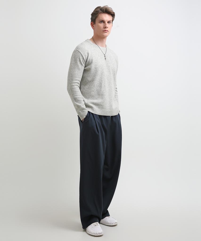 Seuteulaikeu Fine Blend Classic Crew Neck Knit (Light Grey)