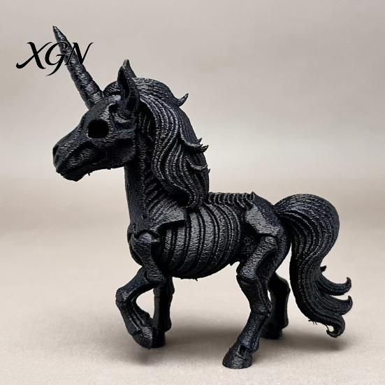 Dark Fantasy Wohnkultur 3D Gedrucktes Pferde Skelett Ornament, Hörner Knochen Statue, Kreatives Gruseliges Innenraum Ornament PLA Handwerk für Halloween Und Spuk