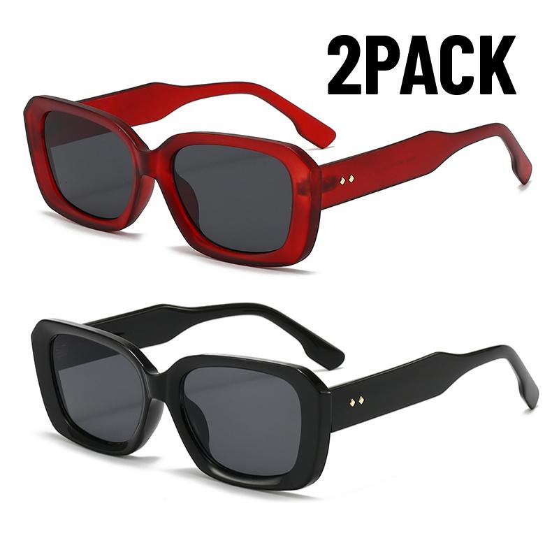 New 2PACK Small Sunglasses Women Men Trendy Vintage Brand Designer Hip Hop Square Sun Glasses Female Outdoors Eyewear UV400
