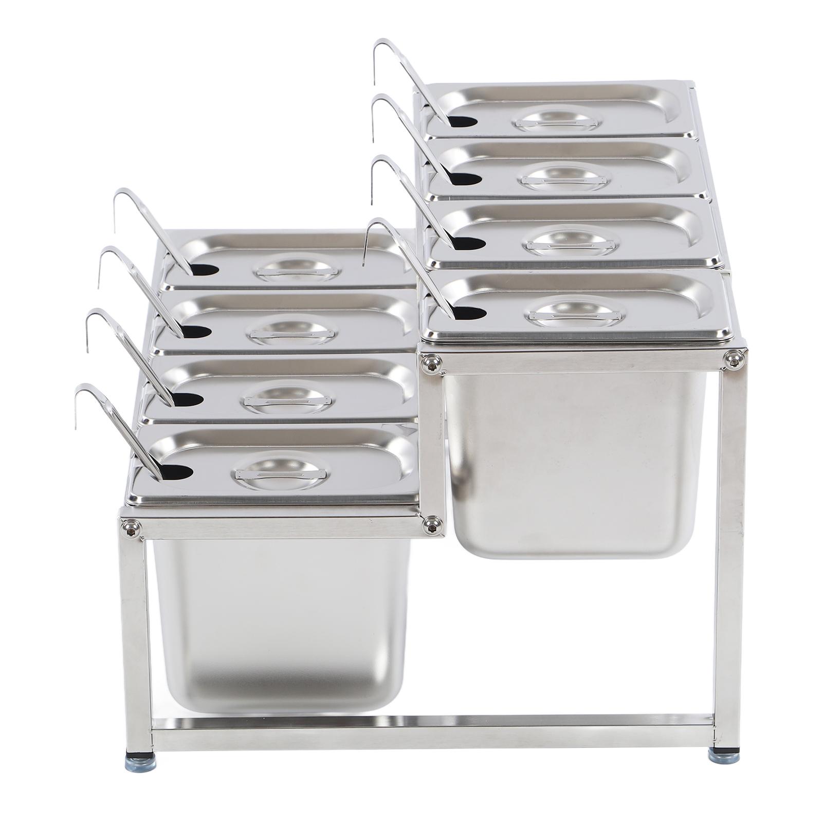 Telescopic Condiment Dispenser Dual Layers Stainless Steel Jam Pot Rack for Milk Tea Shop Household