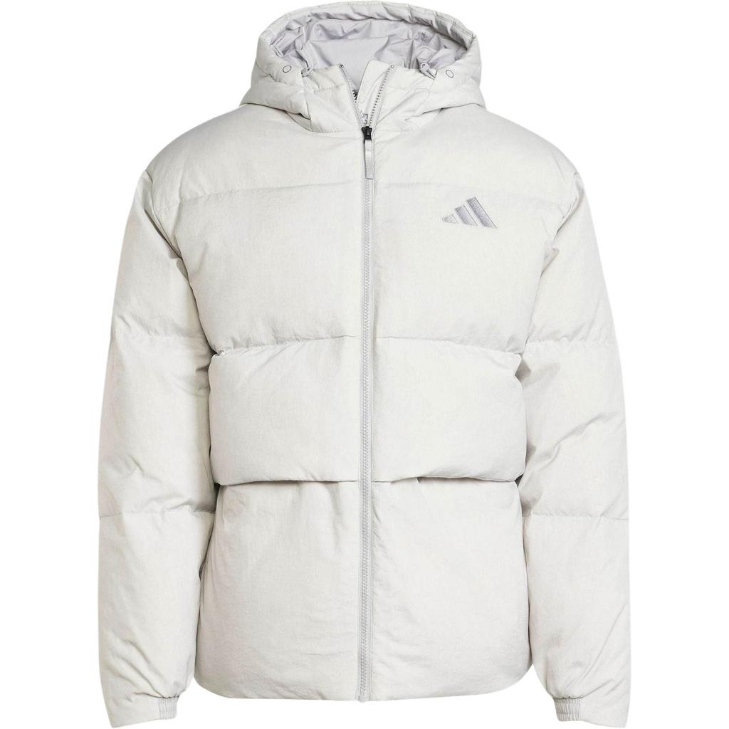 Adidas FW24 Basic Down Series Water-Resistant Sports Casual Hooded Cotton Jacket Men Jacket Light-Gray JG5941