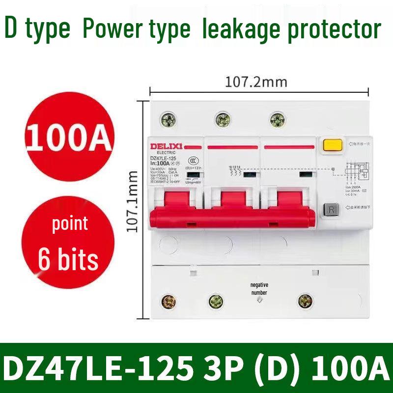Three-Phase 380V Delixi DZ47SLE D-Type Circuit Breaker with Leakage Protection
