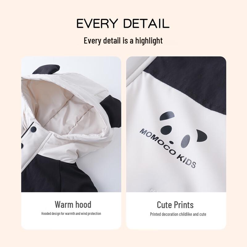 MOMOCO Boys' Winter Fleece-Lined Hooded Panda Jacket