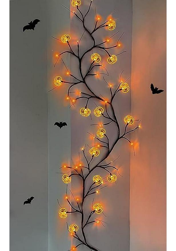 Waterproof LED Halloween Rattan String Lights - Spider & Bat Design for Outdoor Decoration