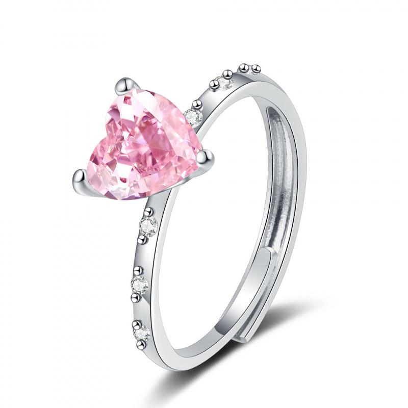 Women's Pink Zircon Micro-inlaid Ring: Elegant European & American Style Finger Jewelry
