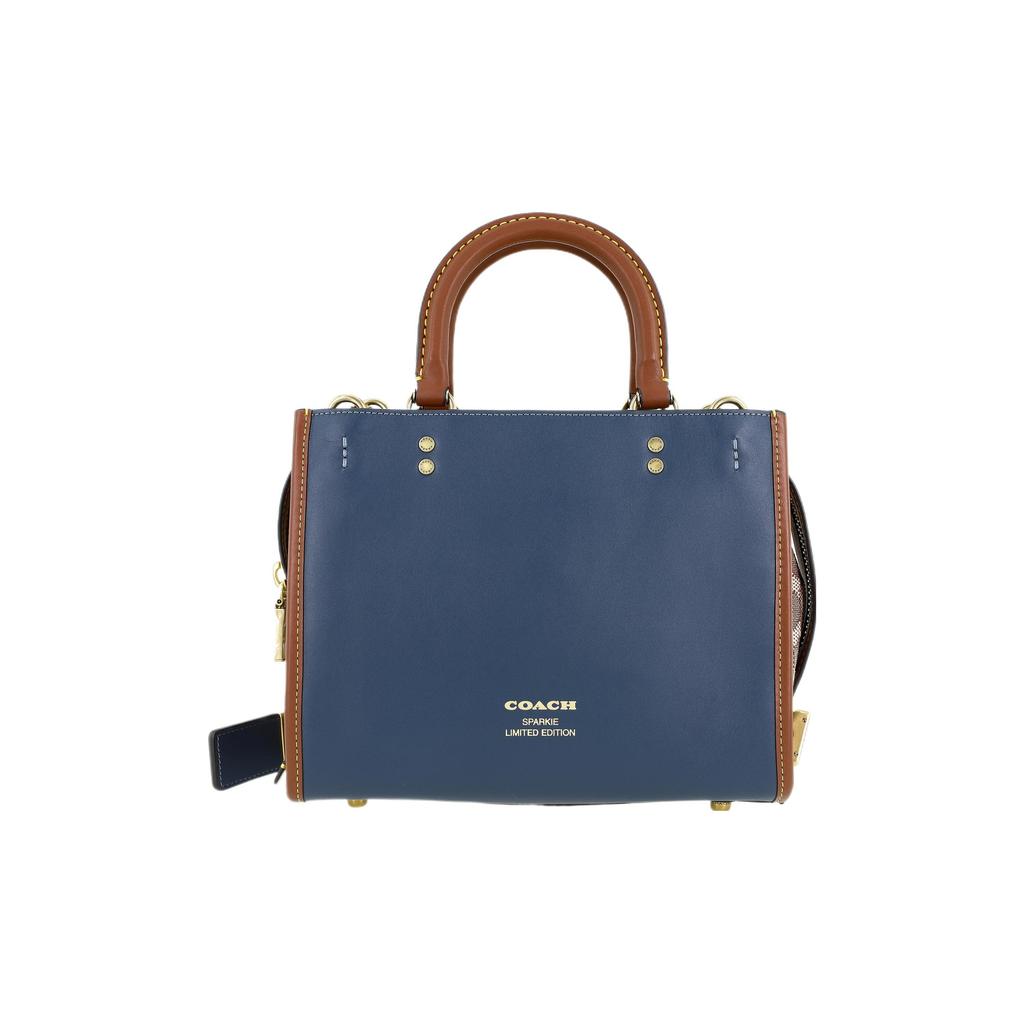New COACH Rogue Cow Leather Handbag, Shoulder Bag, Crossbody Bag Trumpets Women's Denim Blue CC398-B4EI