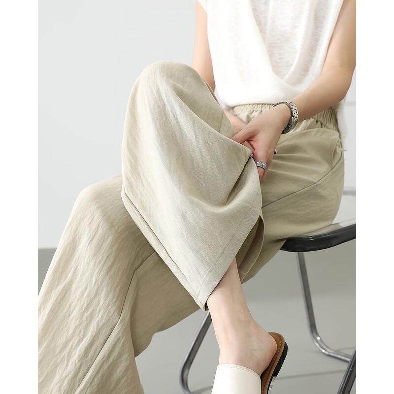 Demana Women's Tencel Linen Breathable Wide-Leg Capris