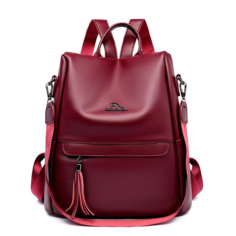 

Водонепроницаемый кожаный рюкзак для женщин, рюкзаки с защитой от краж, сумки через плечо для девочек-подростков, вместительная дорожная школьная сумка