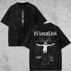 Vente Chaude Anime Japonais Nouveau Siècle Evangelion EVA Manga Impression Graphique T-shirt Hommes Femmes Coton Lavé Rétro Décontracté Lâche Surdimensionné Haut Été Nouveau T-shirt