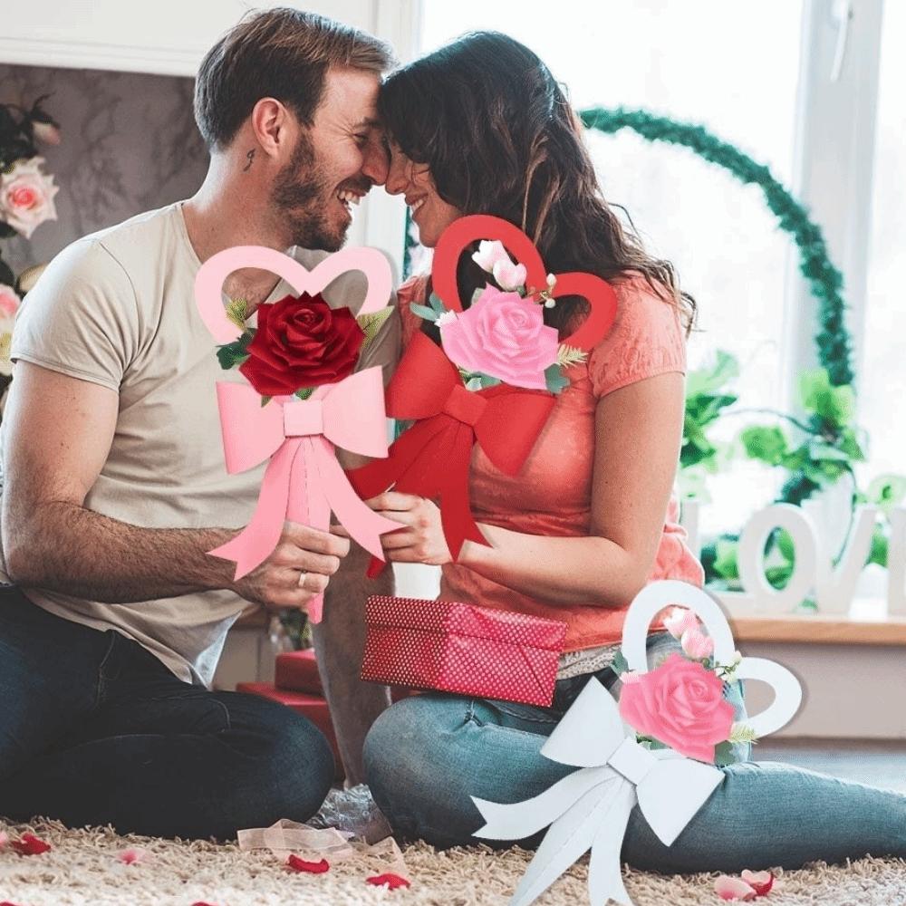 Handheld Flower Packaging Box Romantic Paper Bowknot Rose Flower Box Portable Decorative Flower Arrangement Box Party Decor