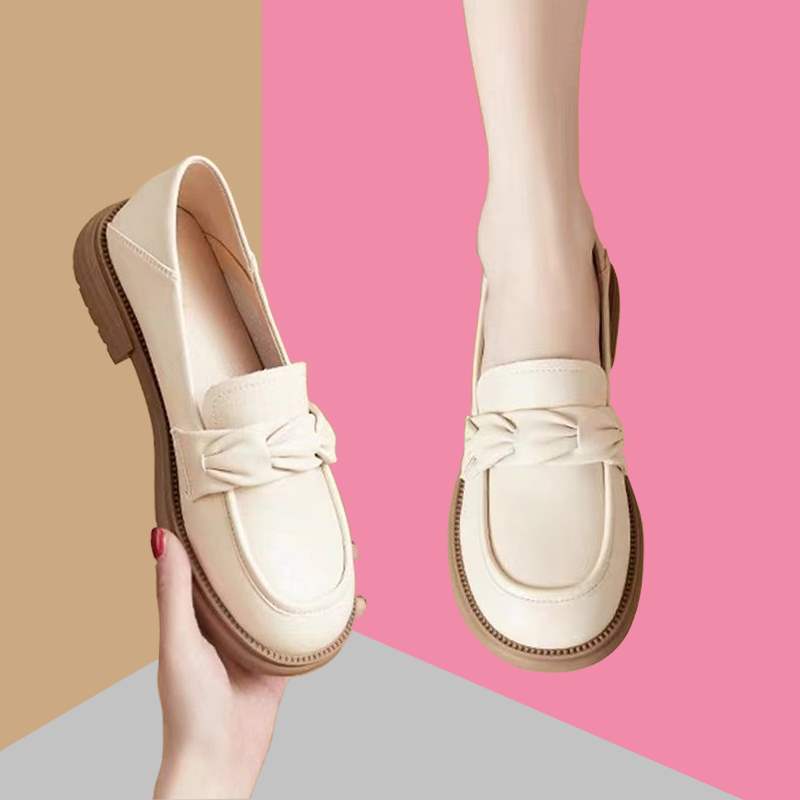 Platform loafers high-heeled small leather shoes British style one-pedal thick-heeled soft-soled single shoes