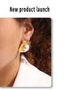 French Retro Square Lava Faux Pearl Stud Earrings In 18k Gold-Plated Titanium