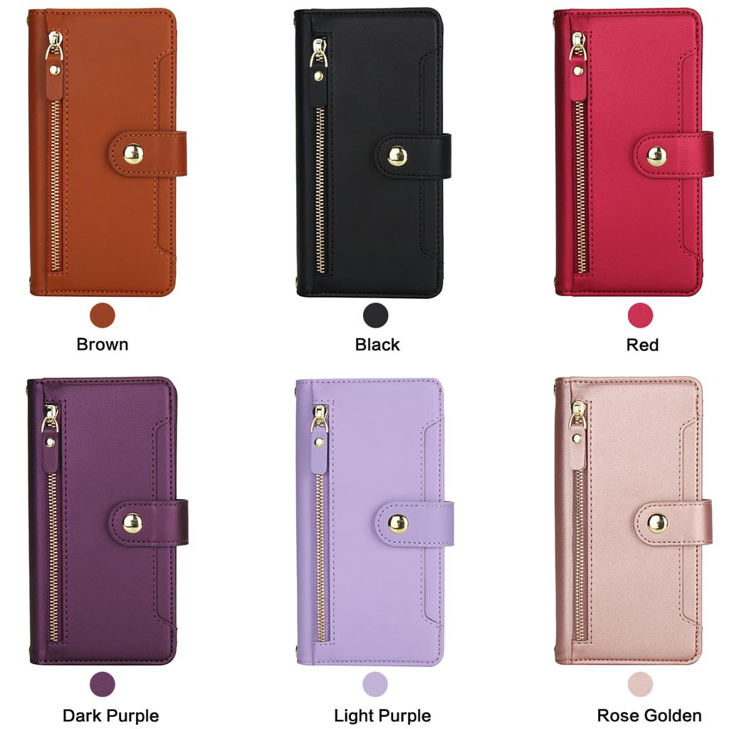 Zipper Leather Wallet Flip Case For iPhone 17 Pro Max 16 15 14 13 12 11 16E 16Plus Luxury RFID Stand Book Long Lanyard Bag Cover