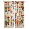 Retro Beautiful African Women Chiffon Sheer Curtains for Living Room Bedroom Kitchen Decoration Window Voiles Tulle Curtain