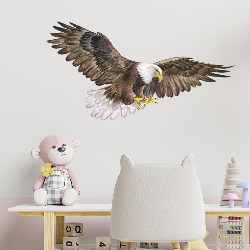 Eagle Wall Stickers for Kids Room Self-Adhesive Bald Eagle Decals for Bedroom Kindergarten Wardrobe Entrance Decor Removable Animal Wall Art Stickers