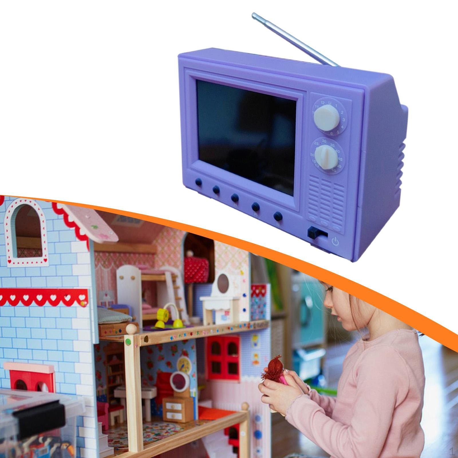 

Dollhouse TV Tiny Television Food Toy 1/12 for Girl Dolls Simulation Miniature Landscape Mini