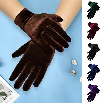 1 paire de gants d'automne et d'hiver pour femmes en velours à cinq doigts, couleur unie, guide d'achat