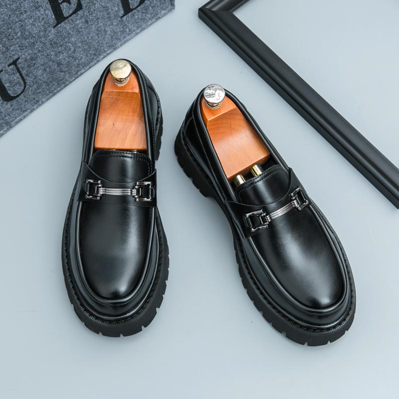 

Spring New Loafers Metal Buckle Thick Bottom British Style Oxford Shoes Casual Designer Business Formal Round Head Casual Shoes 46