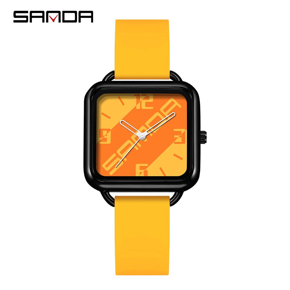 SANDA 3261 Student Quartz Watch Colorful Leisure Waterproof Creative Square Dial Fashion Men's and Women's Watches