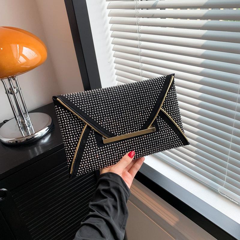 Hot diamond fashion texture trend 2025 early autumn personalized diamond inlaid new casual change clutch bag women's bag