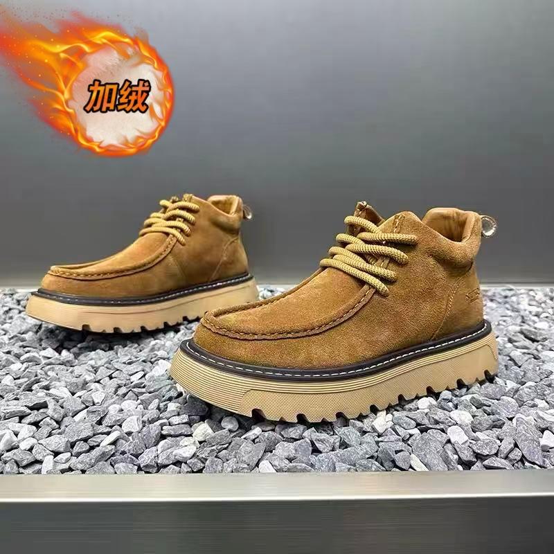 Winter shoes new velvet warm cotton shoes frosted leather high-top British style platform casual board shoes