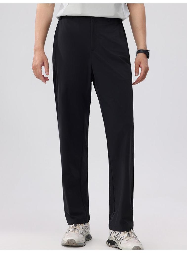 Summer Ice Silk Quick-Dry Elastic Sports Pants: Breathable, Lightweight, Straight-Leg Casual Pants for Men and Women.
