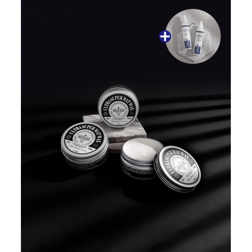 Mukan Hair Wax Pomade Hair Spray 4 Types Matte Wax + Spray Set none