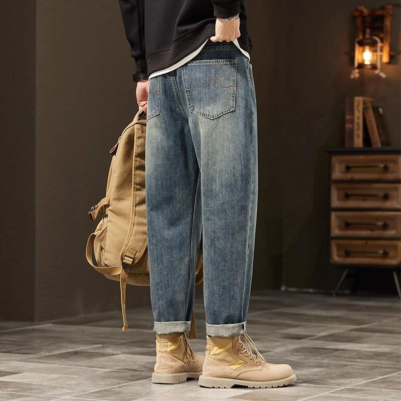Джинсы мужские свободные прямые американские ретро повседневные брюки 33