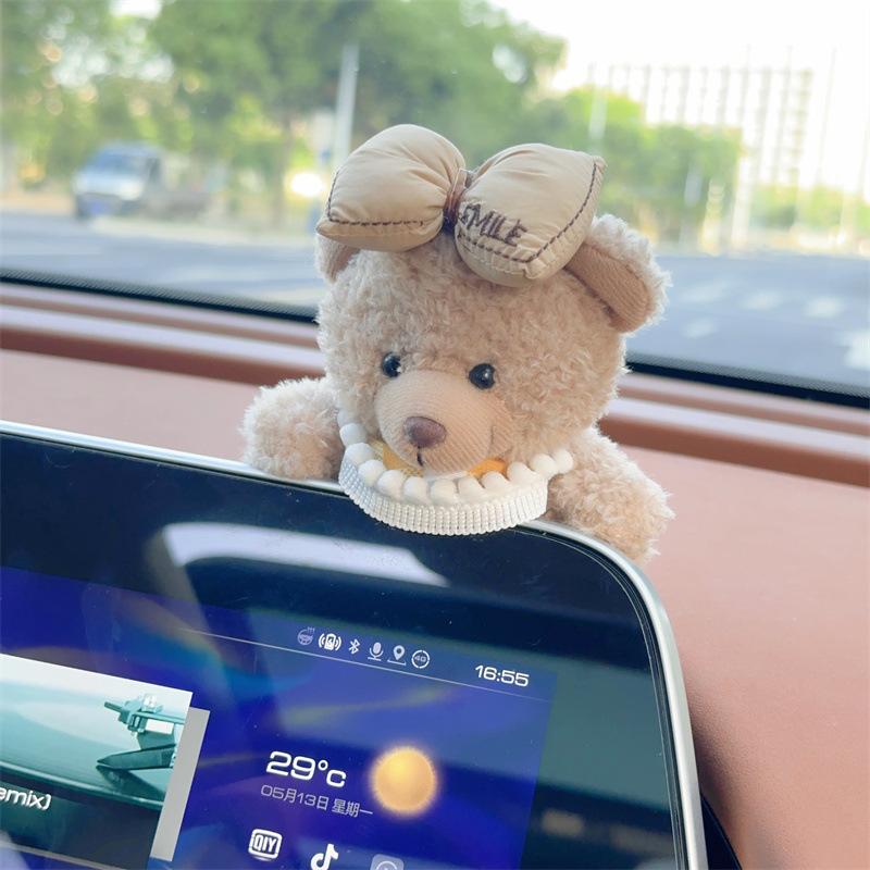 Car Interior Decor Accessories Plush Bear for Car Center Console Decoration cute Car Accessories for Auto Home Office Decor Gift